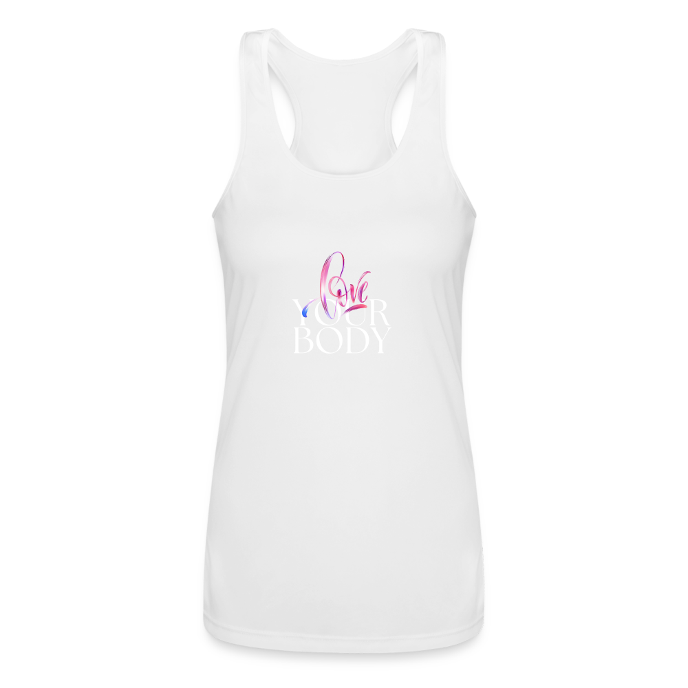 Body Love Women’s Performance Racerback Tank Top - white