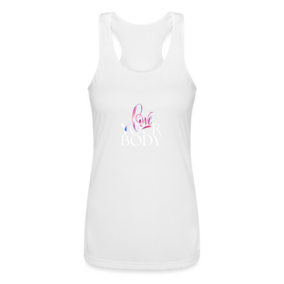 Body Love Women’s Performance Racerback Tank Top - white