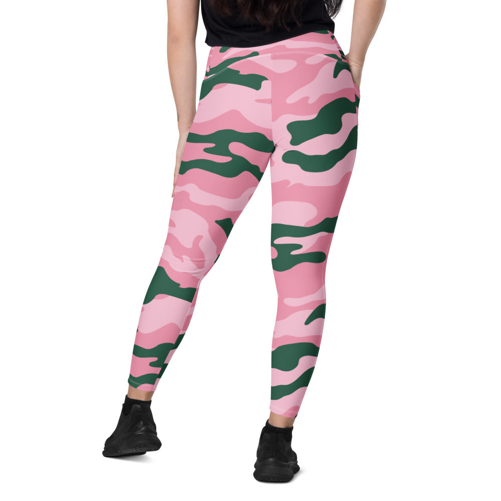 Pink and Green Camo Leggings with pockets