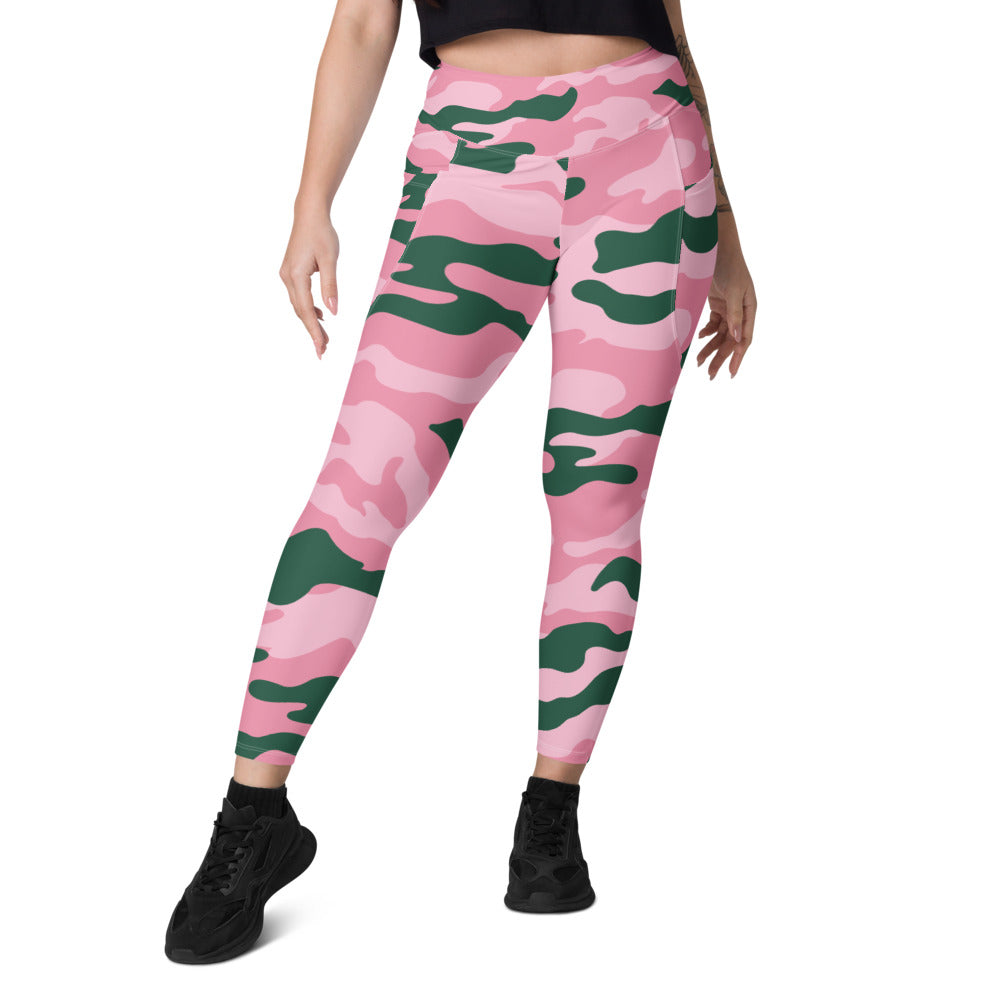 Dark Pink Camo Leggings with Pockets