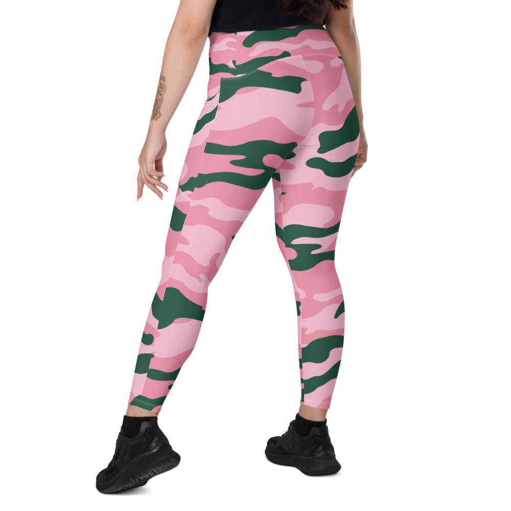 Pink and Green Camo Leggings with pockets