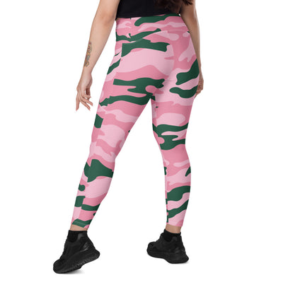 Pink and Green Camo Leggings with pockets