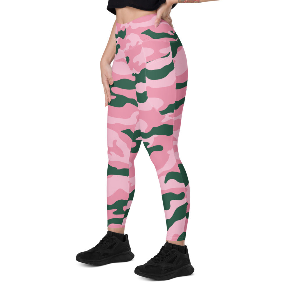 Pink and Green Camo Leggings with pockets