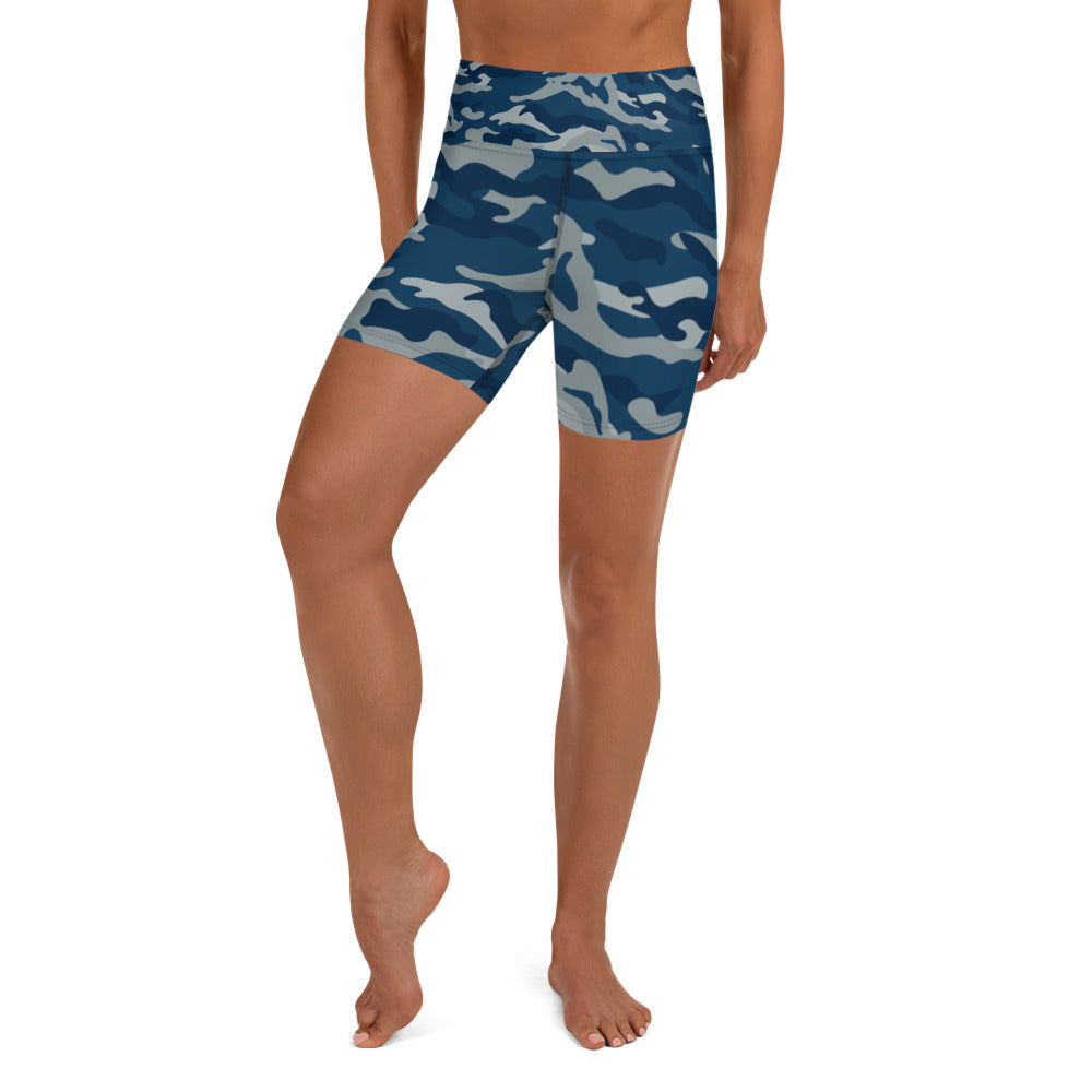 Navy CamoFit Yoga Shorts