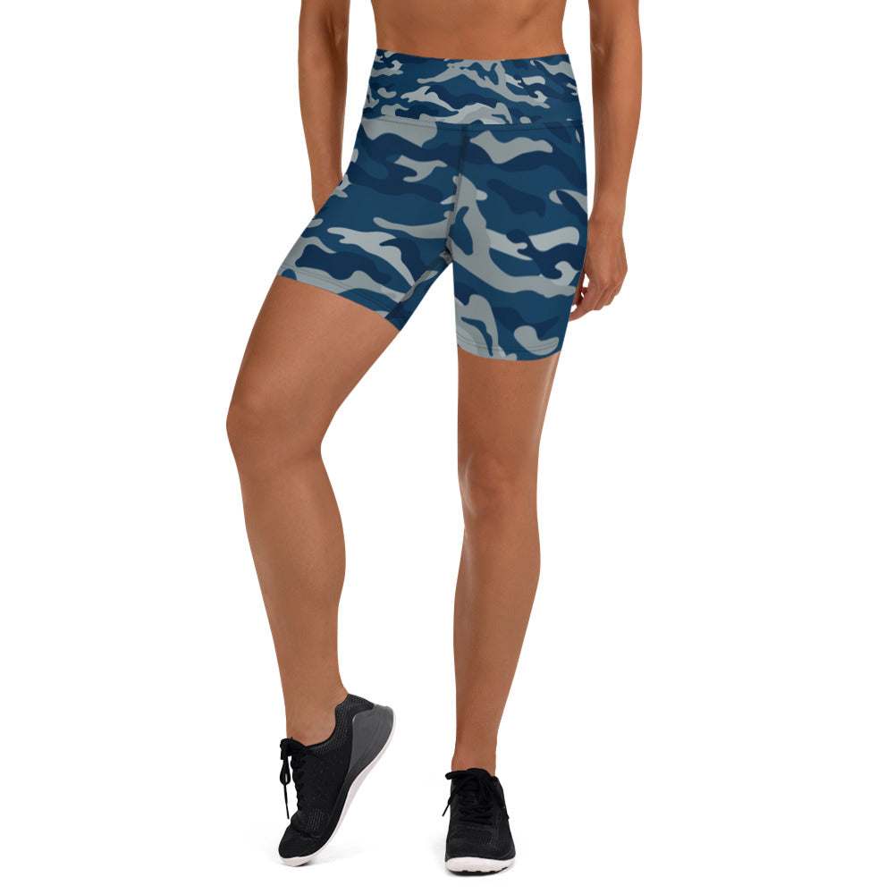 Navy CamoFit Yoga Shorts