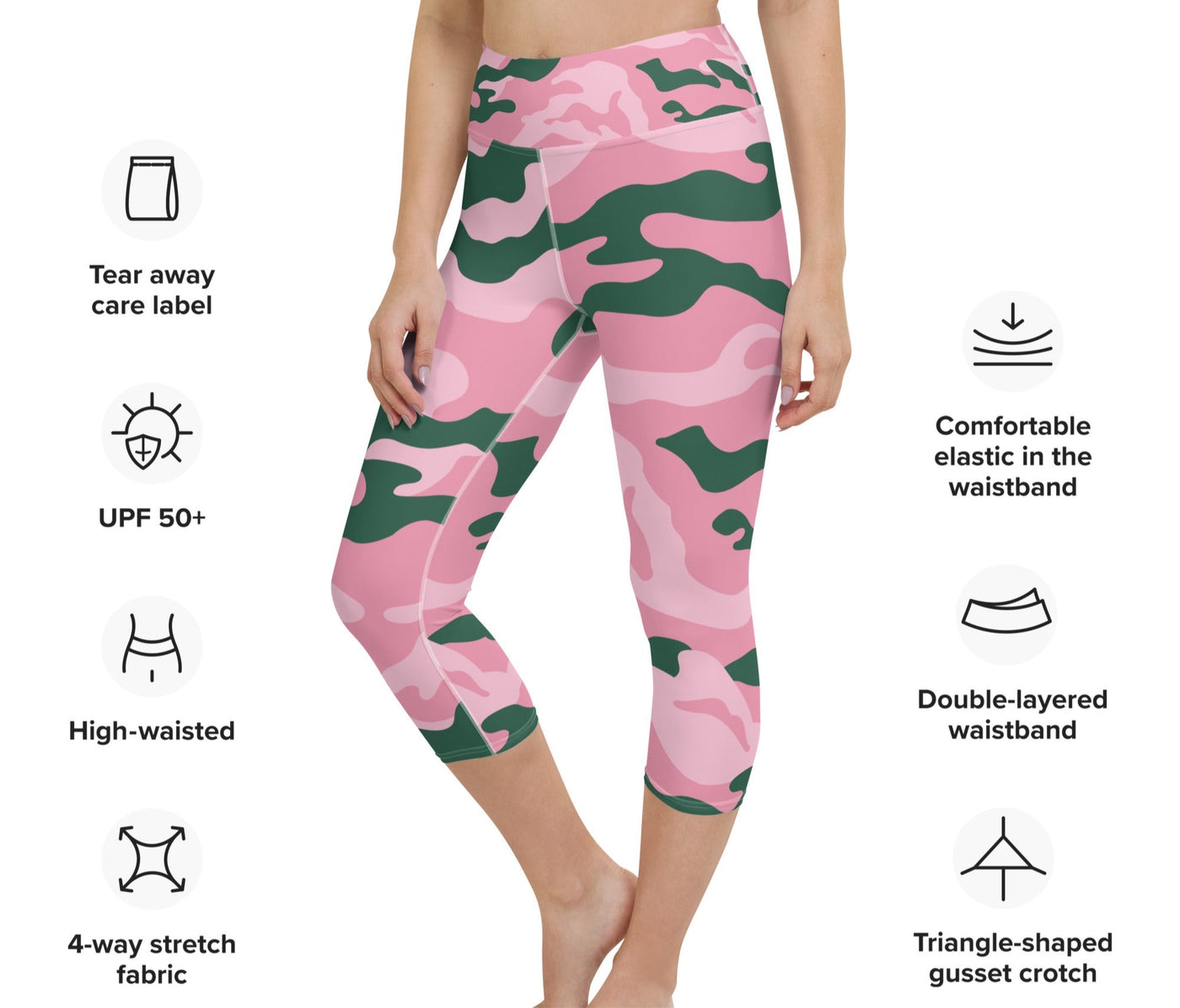 Pink & Green Camo Capri Leggings