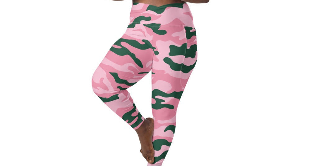 Pink and Green Camo Leggings with pockets