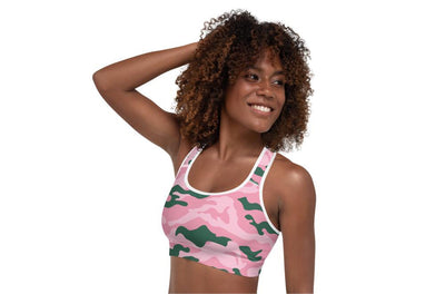 Pink & Green Padded Sports Bra